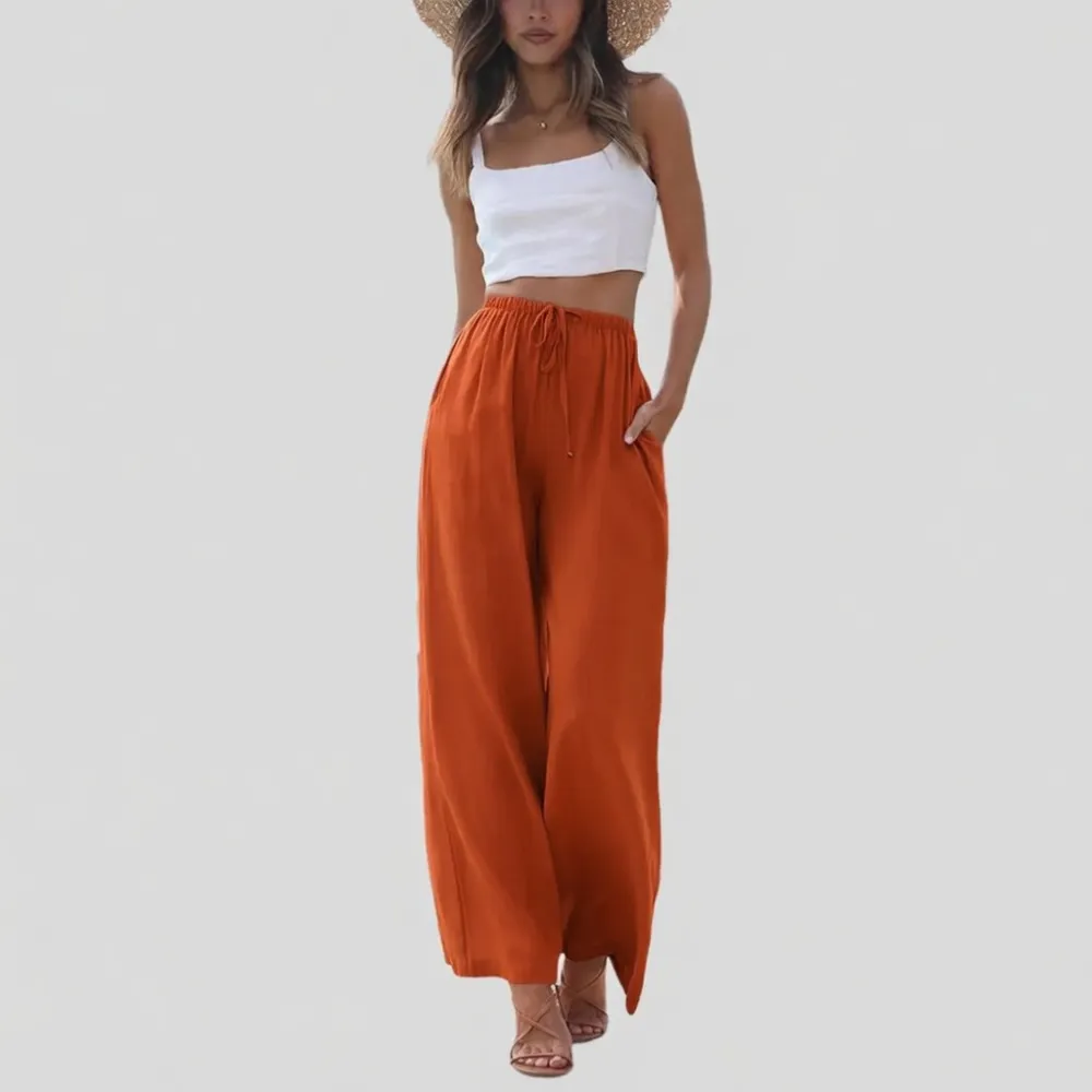 Women's Summer Cotton Linen Wide Leg Pants