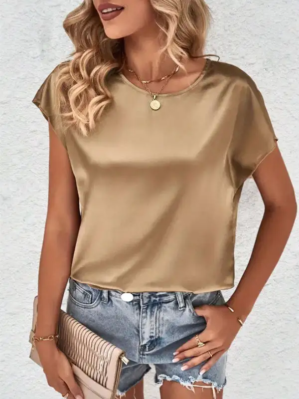 Batwing Sleeve Relaxed Round Neck T-Shirt