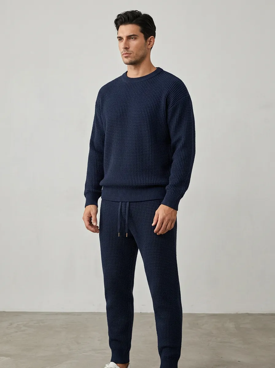 Refined Detail Men's Knit Sweater Tracksuit Set