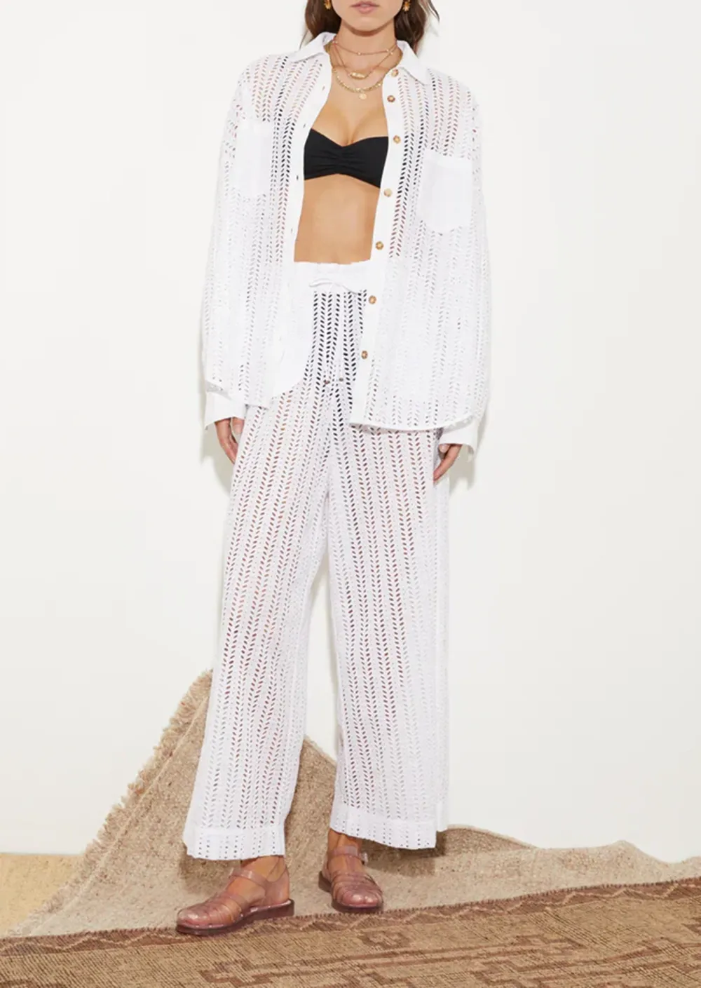 EYELET LOOSE FIT PANTS