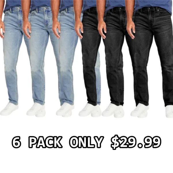 Men's Flex Stretch Slim Straight Jeans Classic Denim