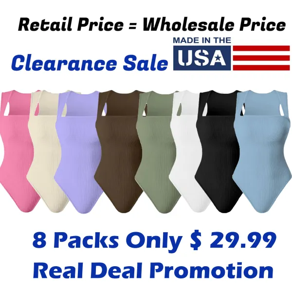 Bodysuits Stretchy Underwear Sexy Ribbed Square Neck Sleeveless Stretchy Tank Tops Bodysuits Soft Lady