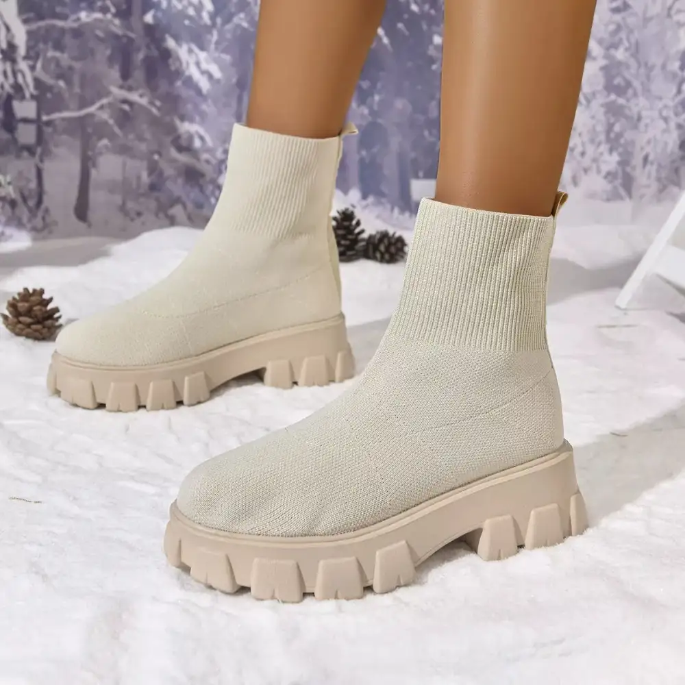 Round Toe Block Heels Boots