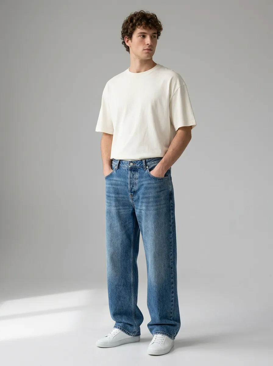 Men's Clean Cut Wide Leg Jeans