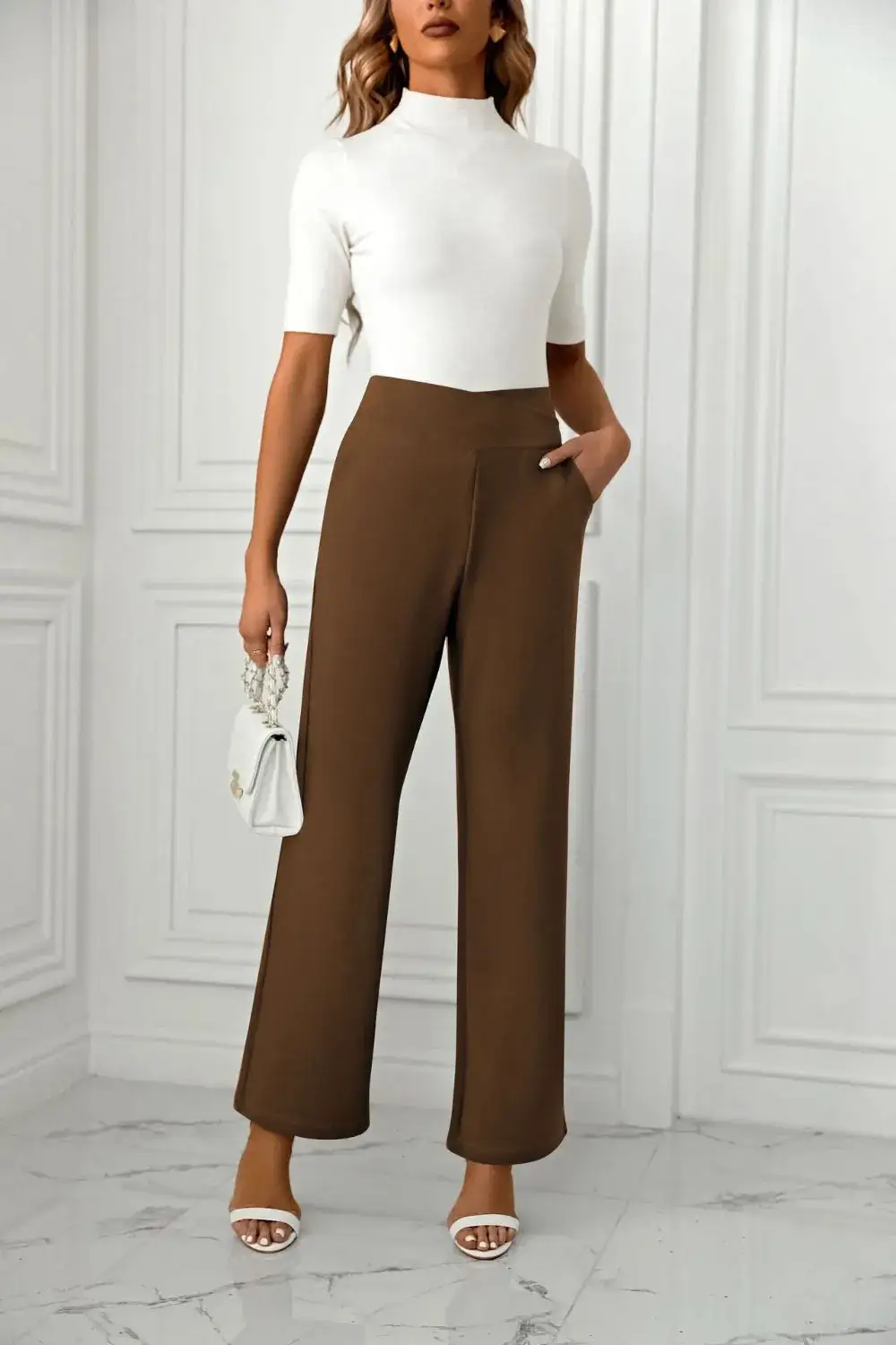 Flowy High Waist Straight Leg Pants