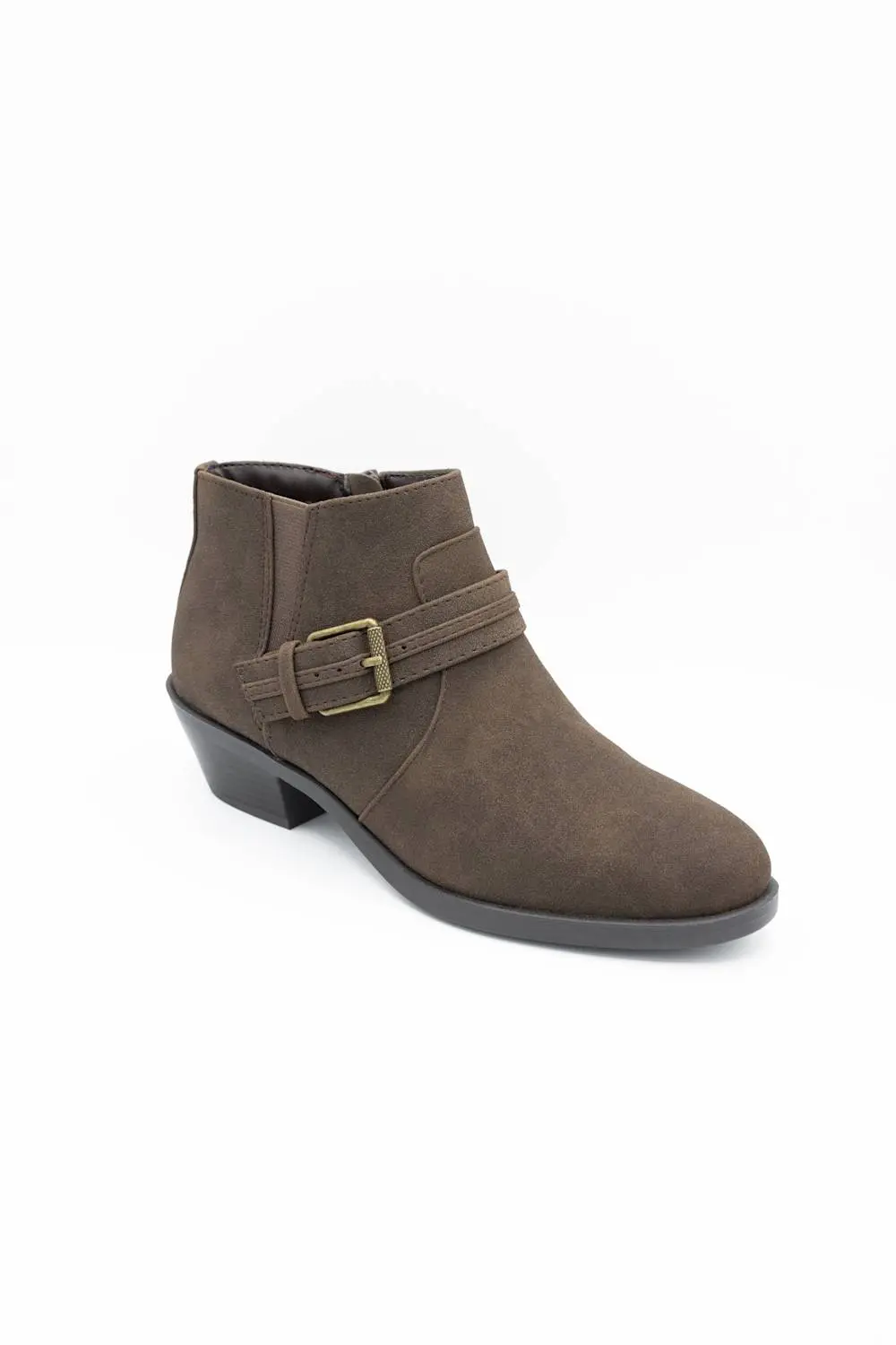 Classic Suede Zip Entry Round Toe Ankle Bootie