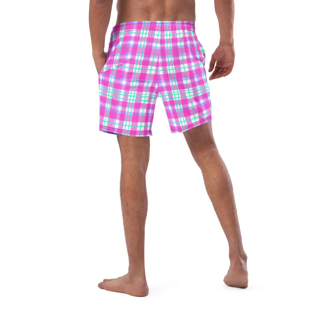 Quick Dry Checkered Swim Trunks