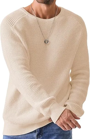 🧶 Men’s Waffle Knit Crewneck Sweater – Effortless Warmth. Everyday Style.