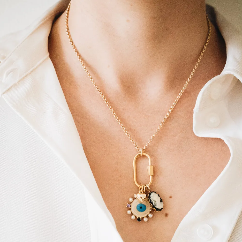 Evil Eye Cameo Charm Necklace