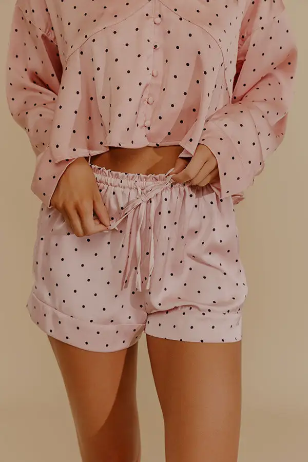 Wine Mid Rise Satin Pajama Shorts