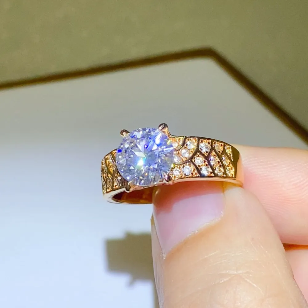 Gold-Plated Moissanite Zircon Ring