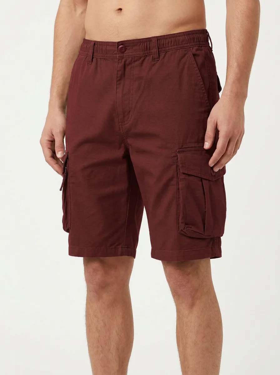 Men's Olive Green Multi-Pocket Tactical Cargo Shorts