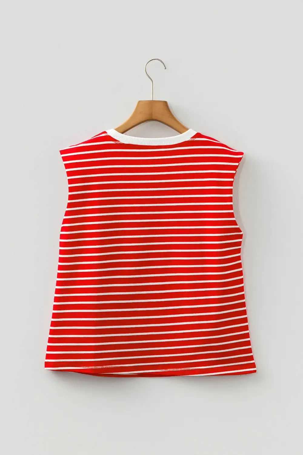 Refined Round-Neck Relaxed Ribbed Striped Tank Top