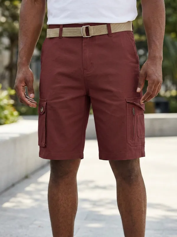 Men's Casual Outdoor Khaki Multi-Pocket Cargo Shorts