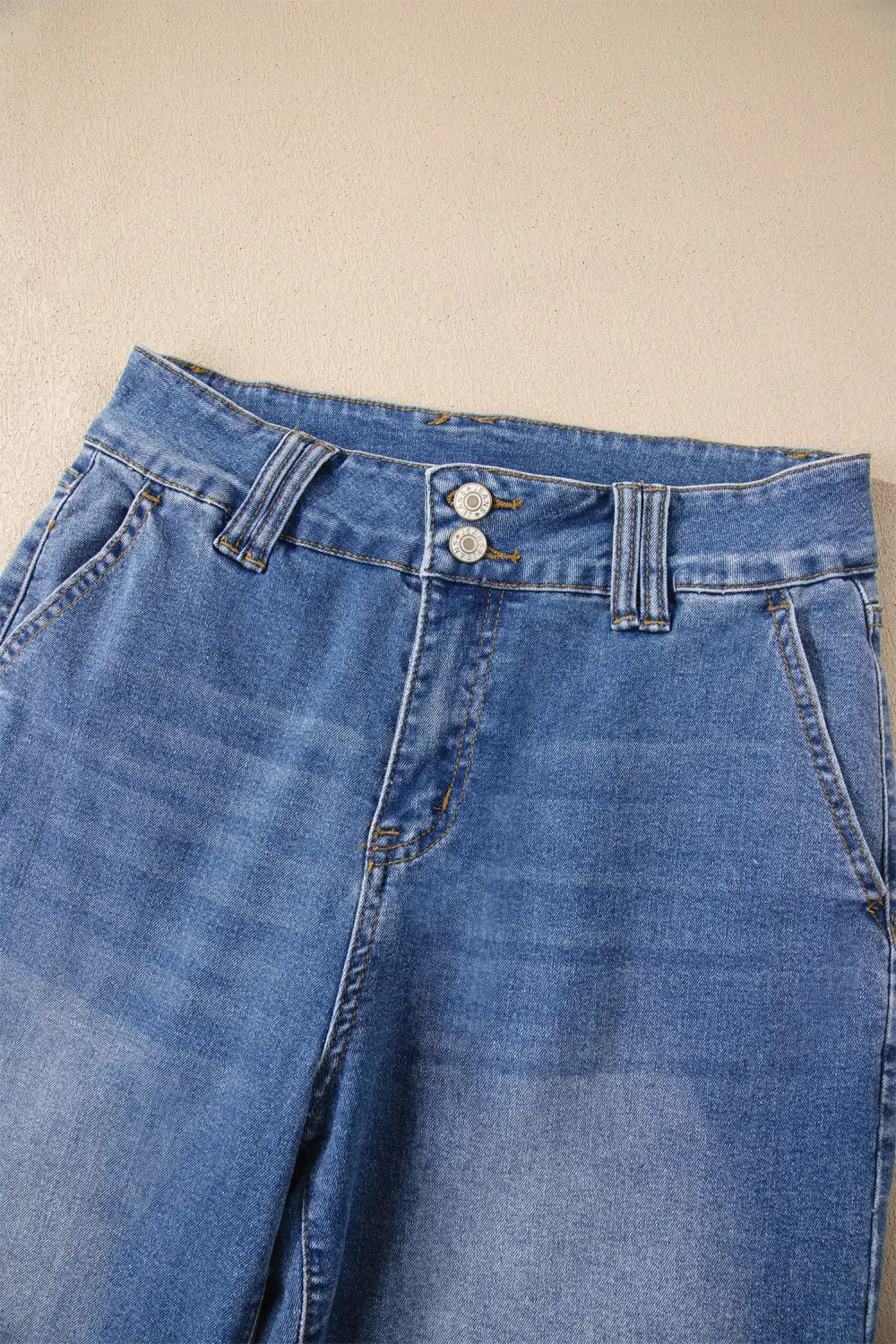 High-Waist Pocketed Stretch Straight Leg Jeans