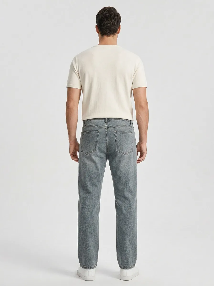 Straight Leg Pocket Detail Ethnic-Inspired Graphic Men's Loose Fit Jeans