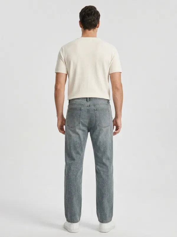 Straight Leg Pocket Detail Ethnic-Inspired Graphic Men's Loose Fit Jeans
