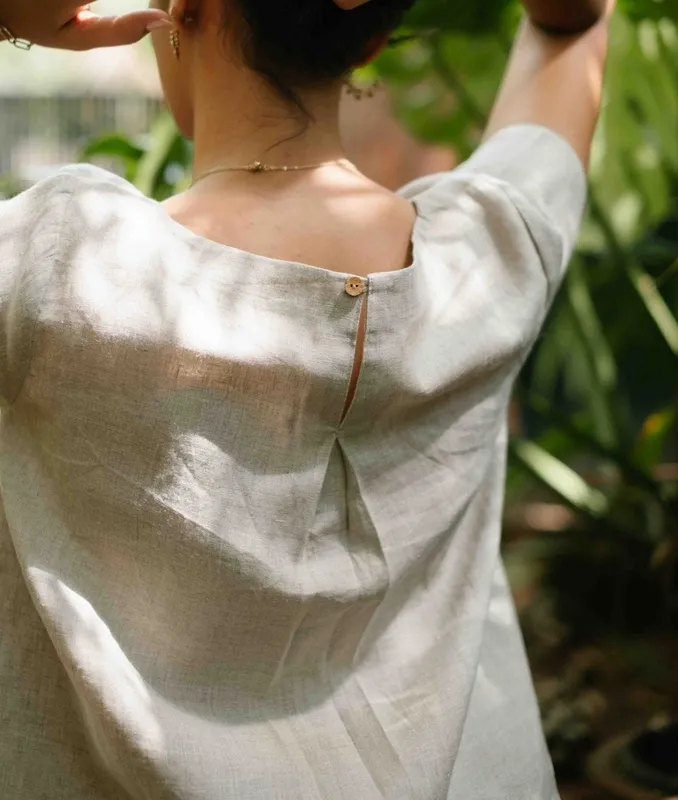 Ginger Linen Boat-Neck Top