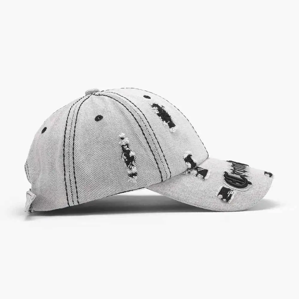 Distressed Letter Embroidered Hat