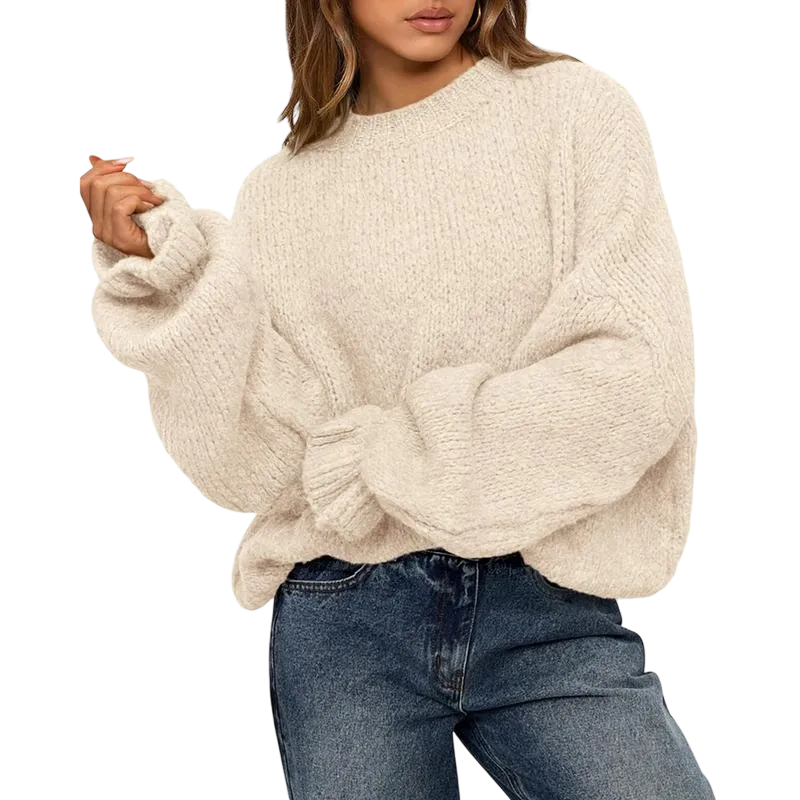 Women's Oversized Sweater Crewneck Long Sleeve
