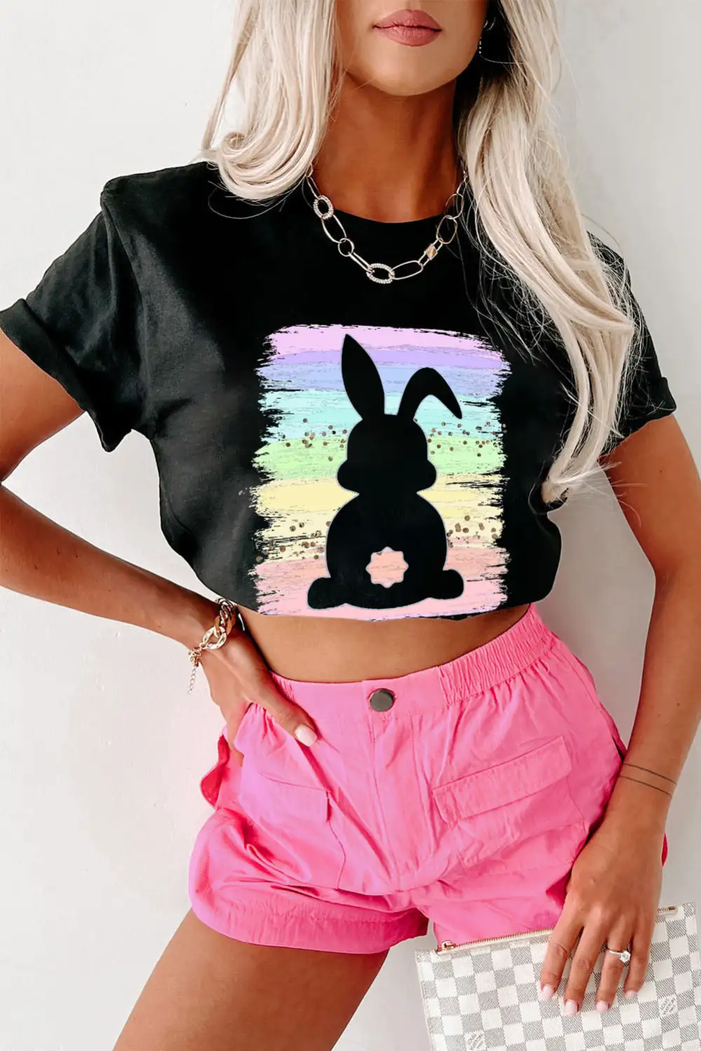 Black Rainbow Splash Easter Rabbit