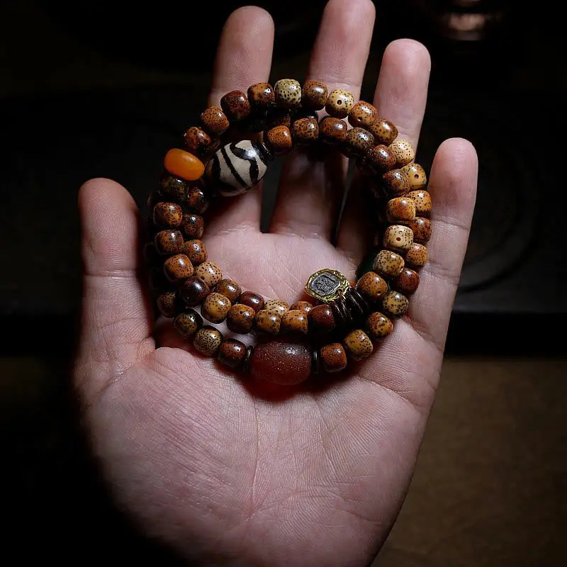 Bodhi Seed Amber Dzi Bead Agate Beads Bracelet