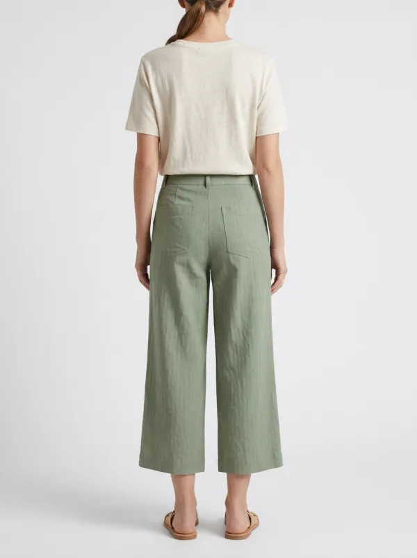 Comfort Linen Blend Wide Leg Profile Women's Cropped Pants