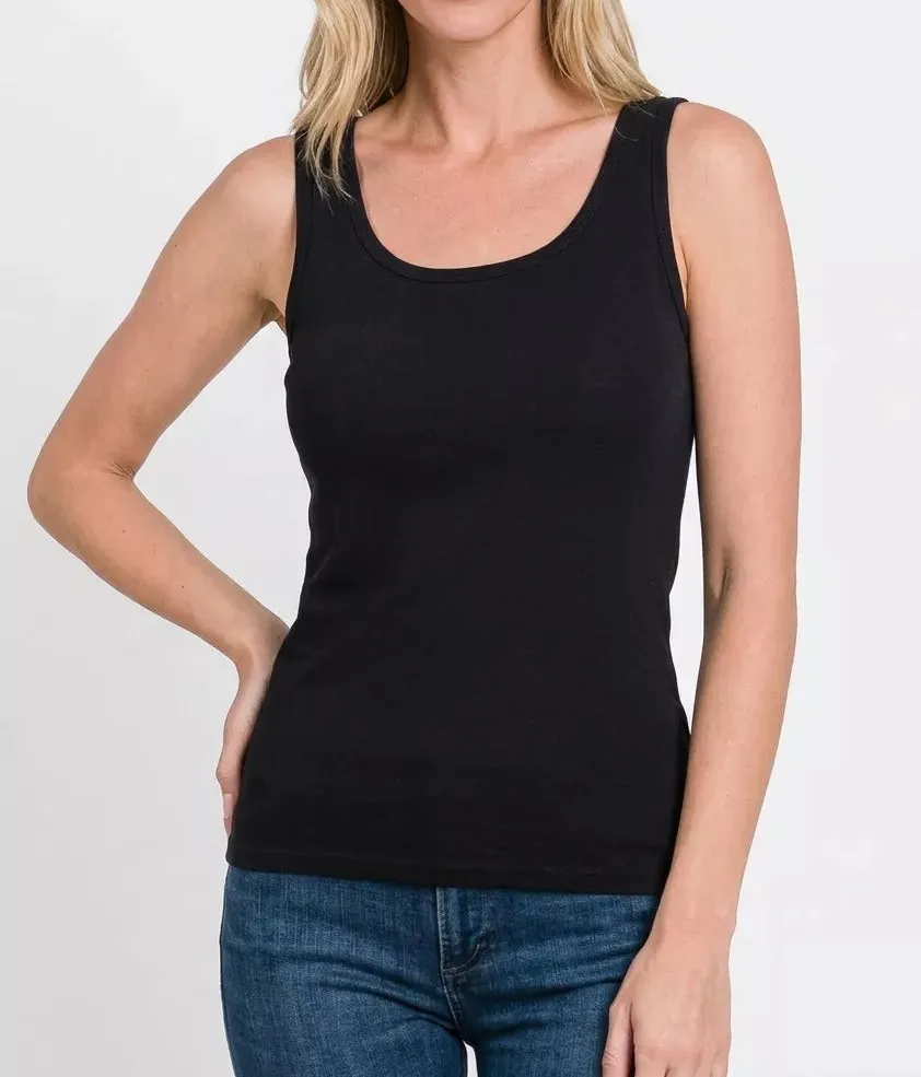 Essential Solid Basic Scoop Neck Tank Top