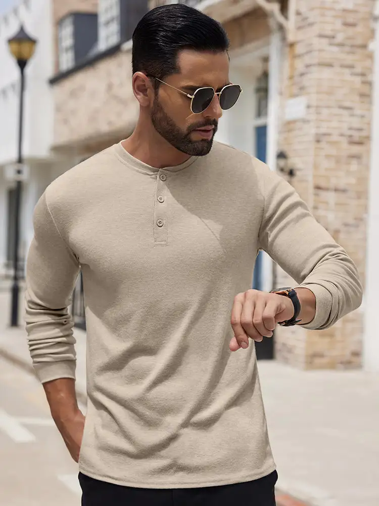 Fashion Lightweight Pullover Henley Shirt Hoodie