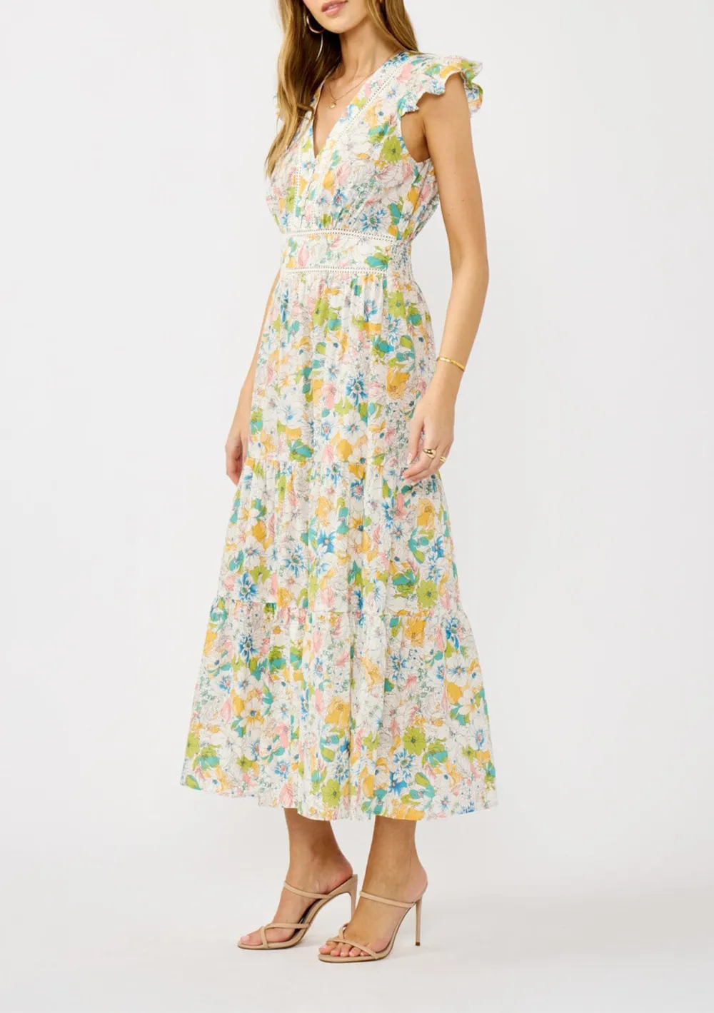 Ruffle Floral V-Neck Dress