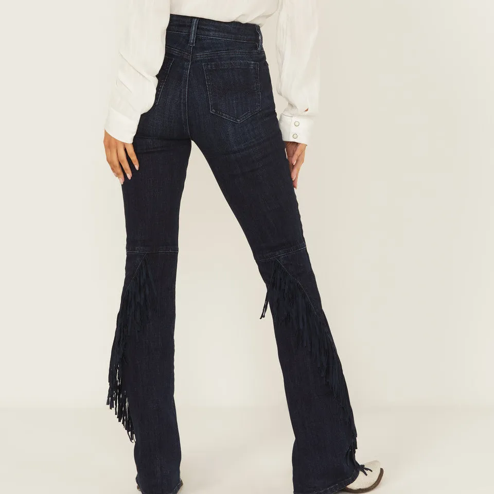 Modern High Rise Bootcut Stretch Denim Embroidered Jeans