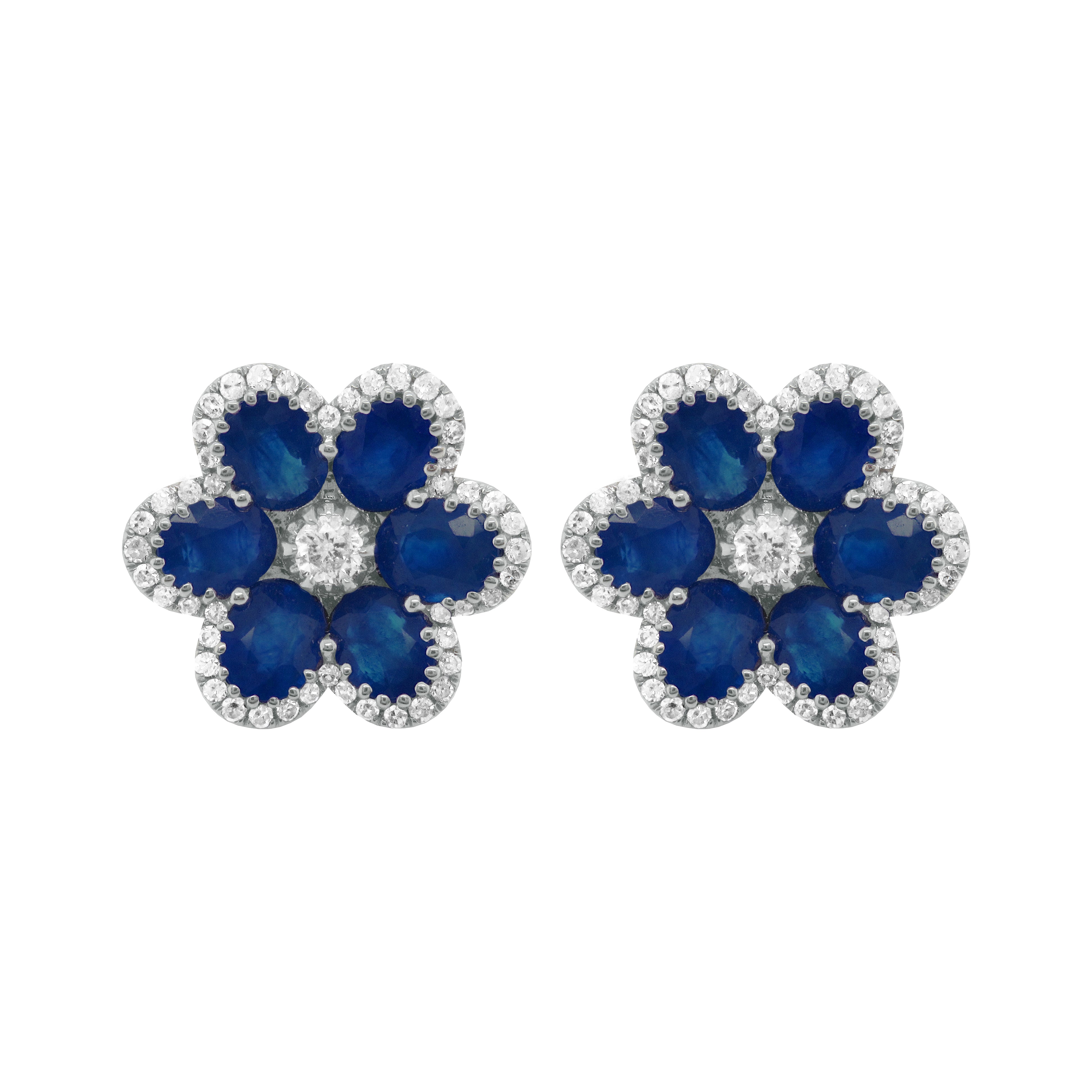 Tonal Floral Gem Detail Stud Earrings
