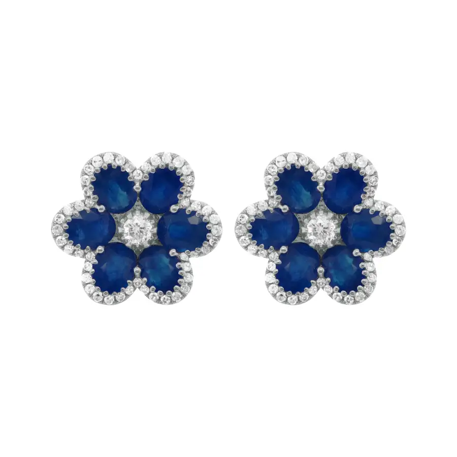 Tonal Floral Gem Detail Stud Earrings