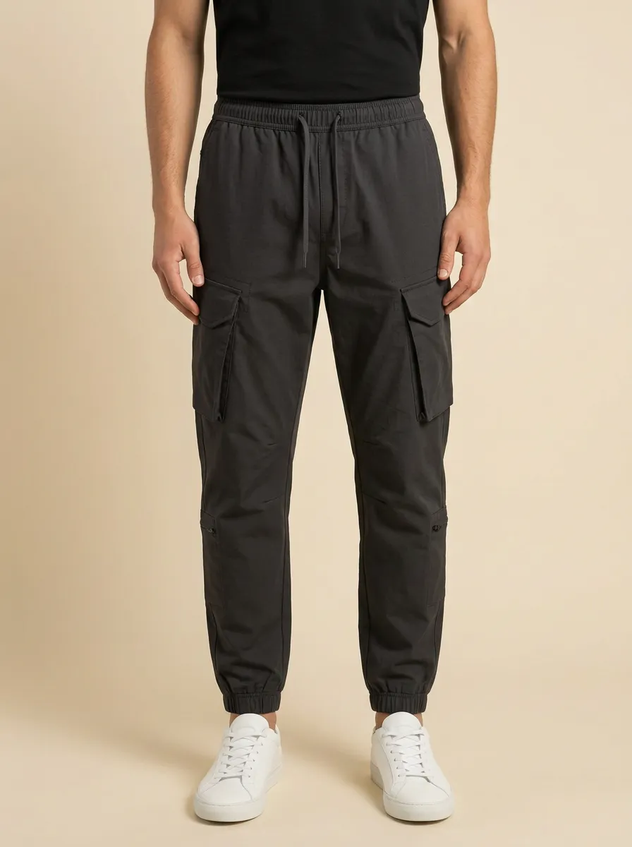 Streetwear Multi-Pocket Solid-Style Men's Cargo Pants