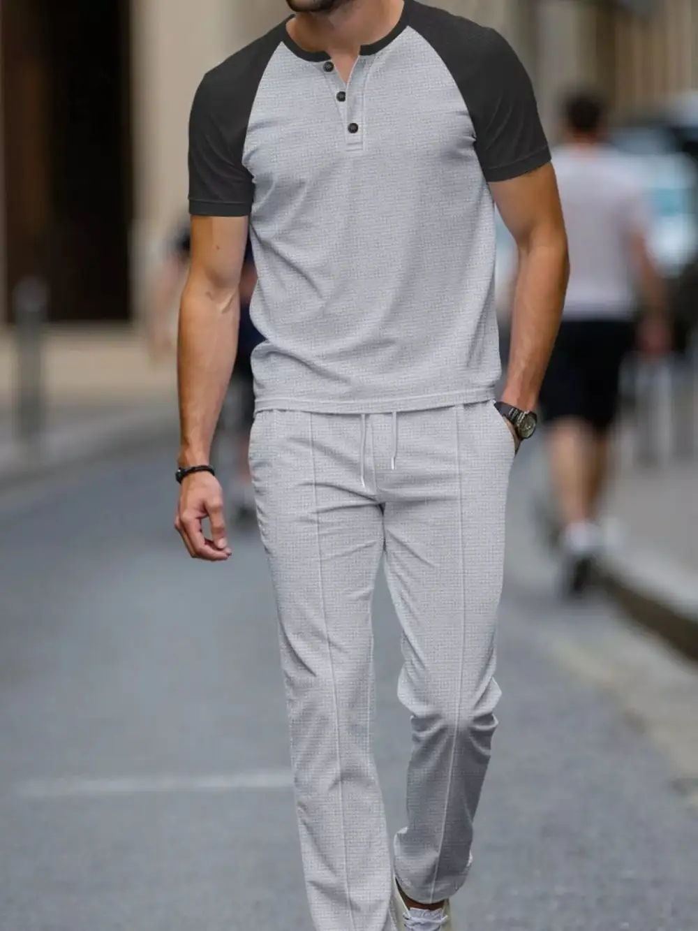 Men's Full Size Casual Two Tone Raglan Sleeve