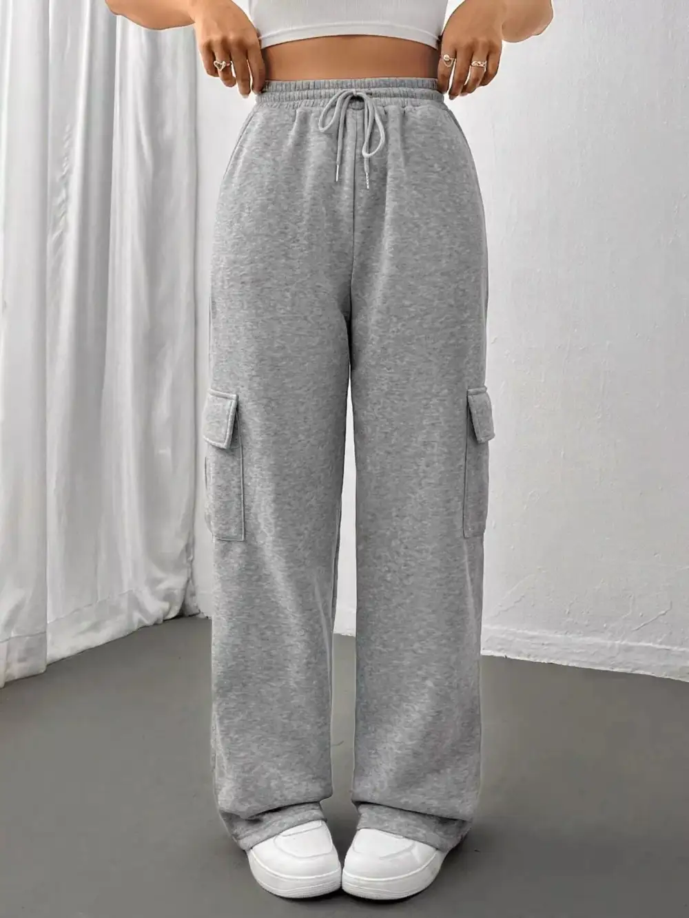 Relaxed Fit Pants with Drawstring Waist