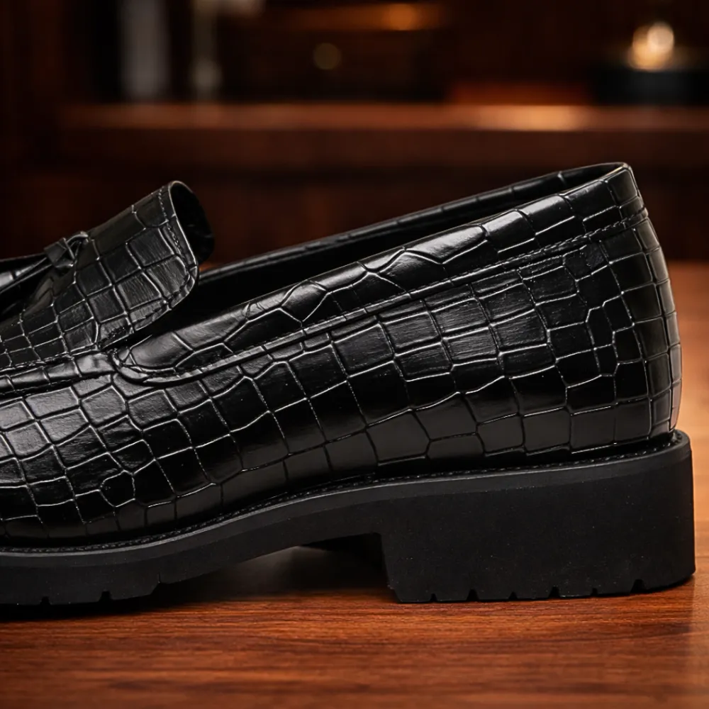 Textured Tassel Loafers