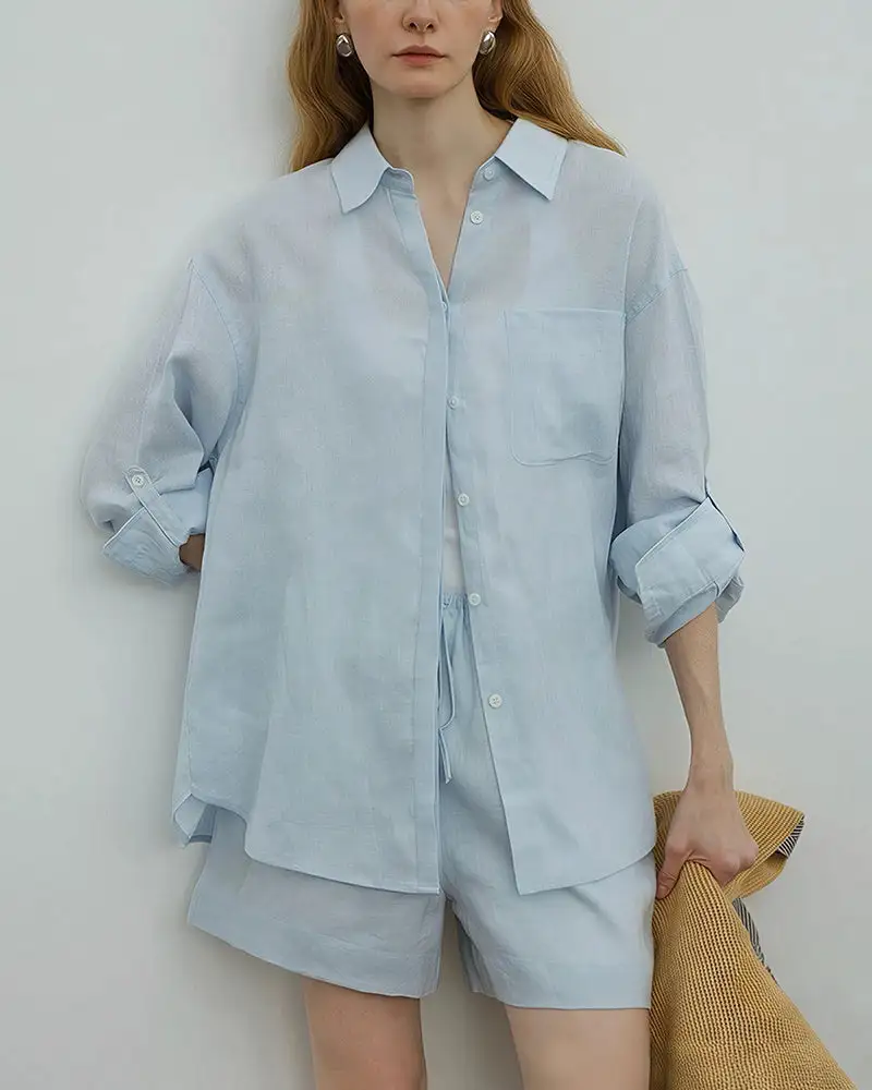 Breezy Linen Oversized Shirt and Shorts Matching Set