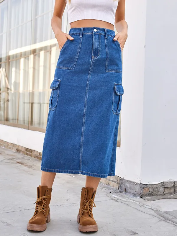 Denim Pocket Detail Skirt