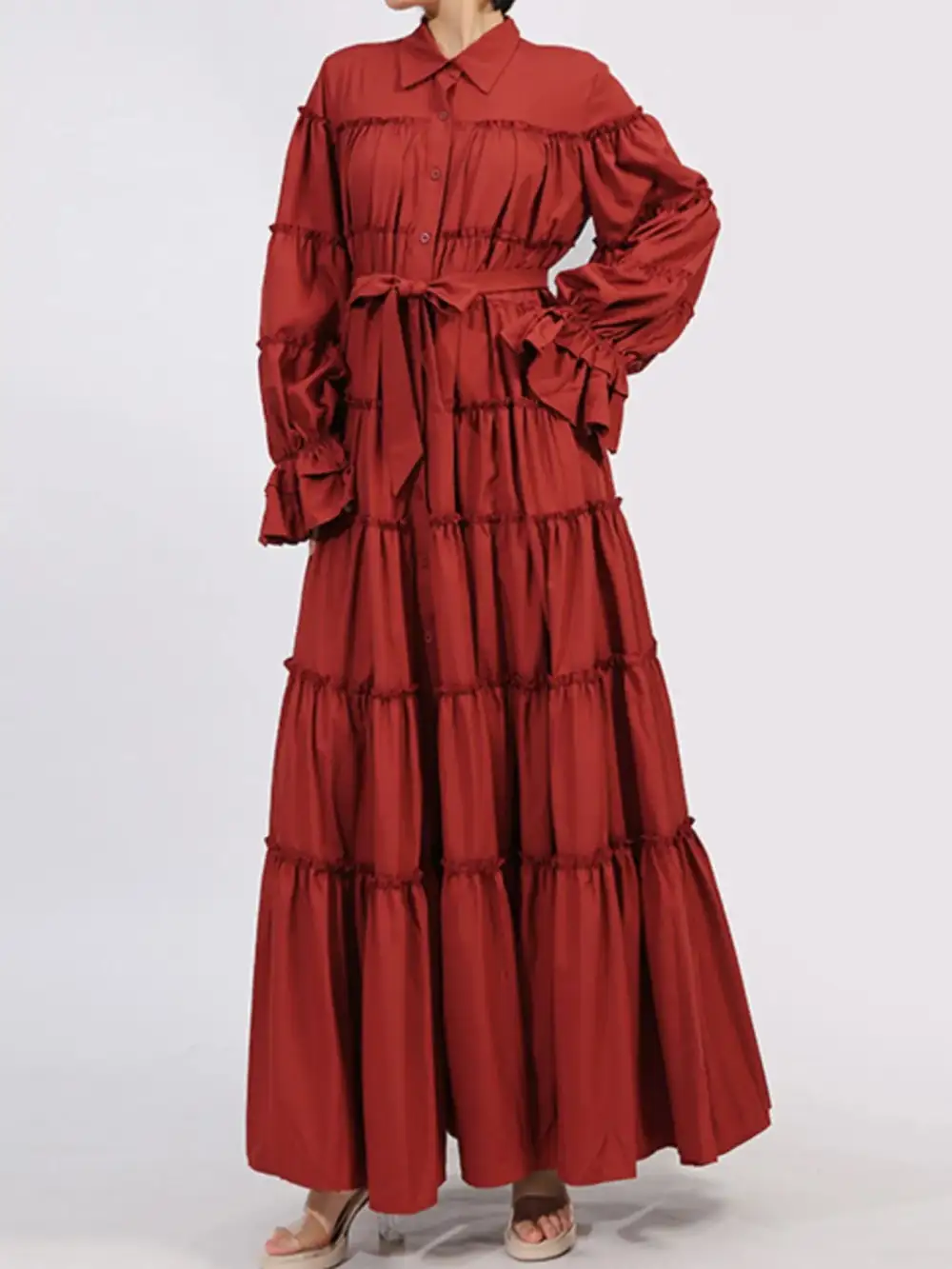 Tie Waist Tiered Maxi Dress
