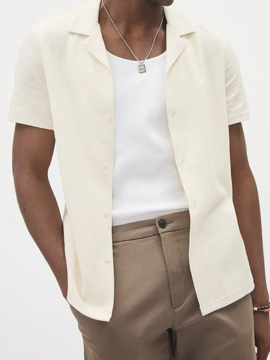 Off White Slim-Fit Short-Sleeve Knit Shirt