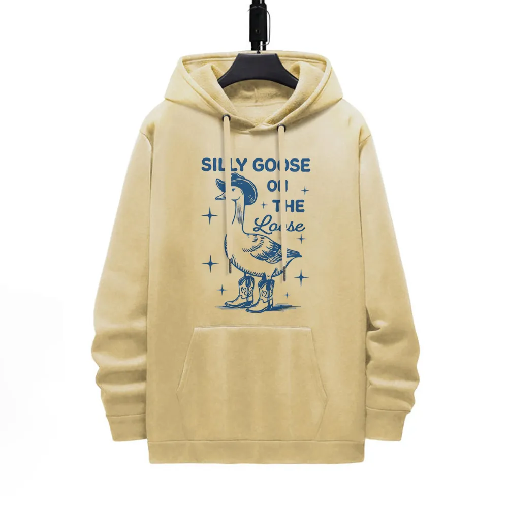 Silly Goose Pattern Printed Hoodie