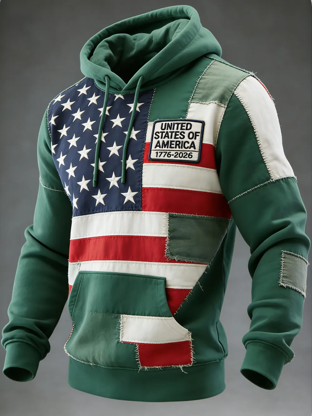 USA 250Th Anniversary ✦ Final Clearance Sale UNITED STATES OF AMERICA Flag Pattern Patchwork Hooded Sweatshirt