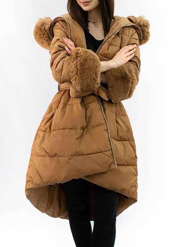 Ladies fleece winter jacket brown