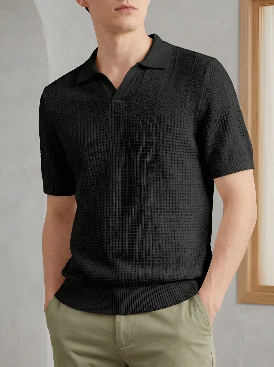 Men's Relaxed Easy-Fit Knit Polo Shirt