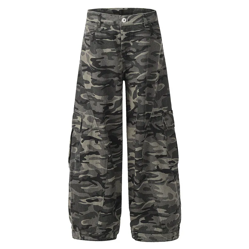 Camouflage Wide-Leg Cargo Pants