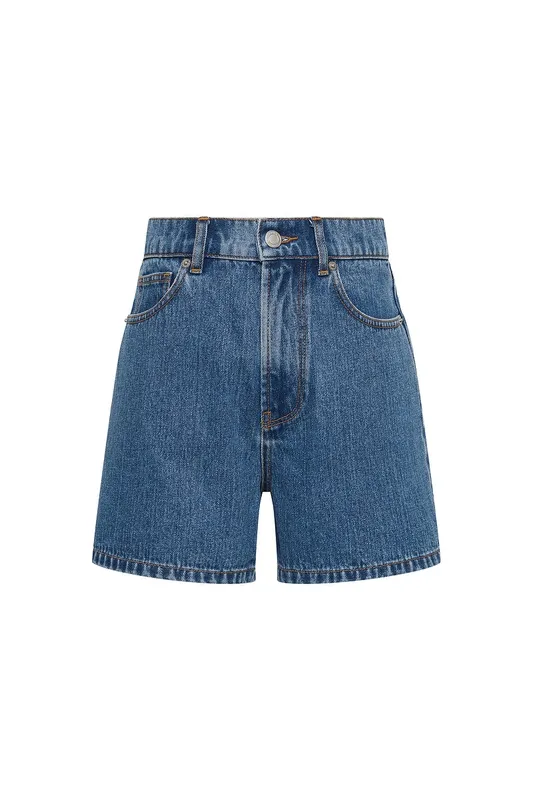 Indigo Wash High-Rise Denim Shorts