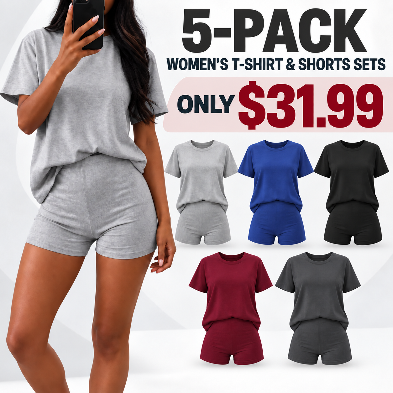 Women’s Two Piece Shorts Lounge Set(X5)