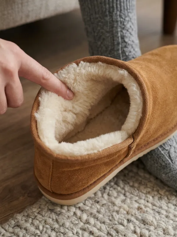 Women's Cozy Winter Suede Faux Fur Lined Wool Slippers