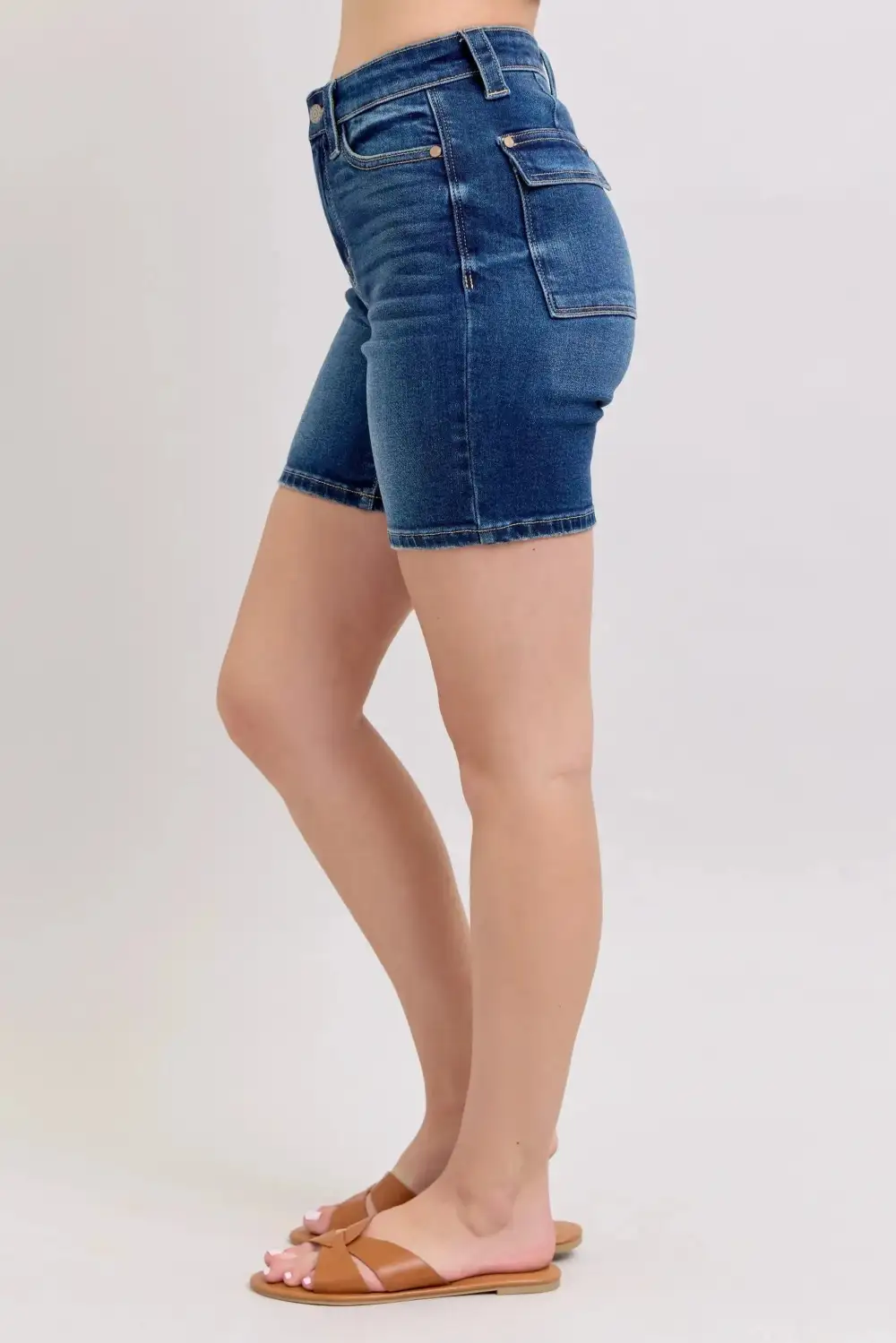 High-Waist High-Rise Cotton Denim Shorts